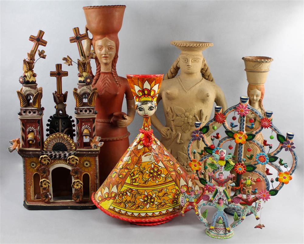 Appraisal: GROUP OF LARGE MEXICAN CERAMIC AND PAPIER MACHE FIGURES including