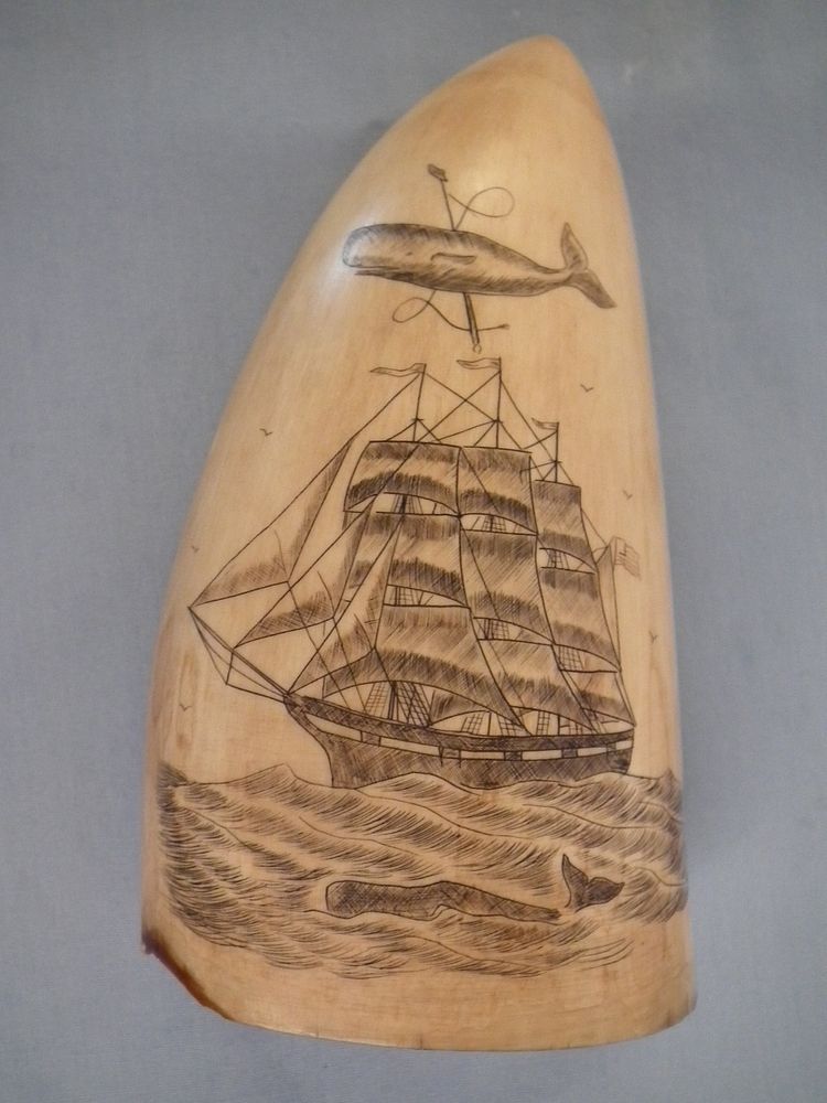 Appraisal: SCRIMSHAW WHALE TOOTH - WHALING th century scrimshaw whale tooth