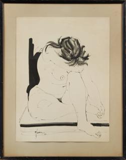 Appraisal: Glasur Seated Nude watercolor signed an Glasur Seated Nude watercolor