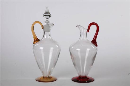 Appraisal: TWO DECANTERS Both possibly Steuben One with a clear body