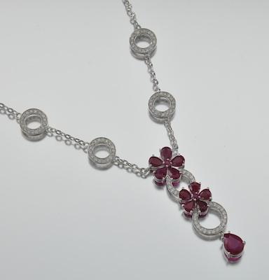 Appraisal: A Ruby and Diamond Necklace k white gold necklace set