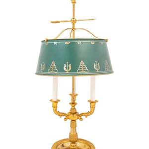 Appraisal: An Empire Style Brass Bouillotte Lamp th Century Height inches