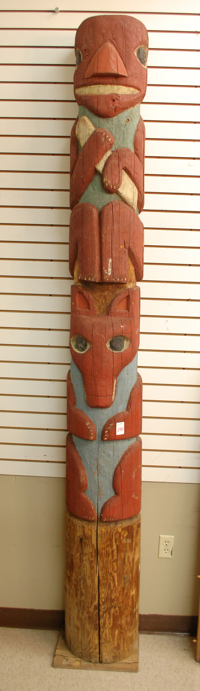 Appraisal: HAND CARVED AND PAINTED CEDAR LOG TOTEM POLE Northwest Coastal