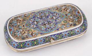 Appraisal: RUSSIAN SILVER ENAMEL CASE OVCHINNIKOV A LOVELY RUSSIAN SILVER GILT