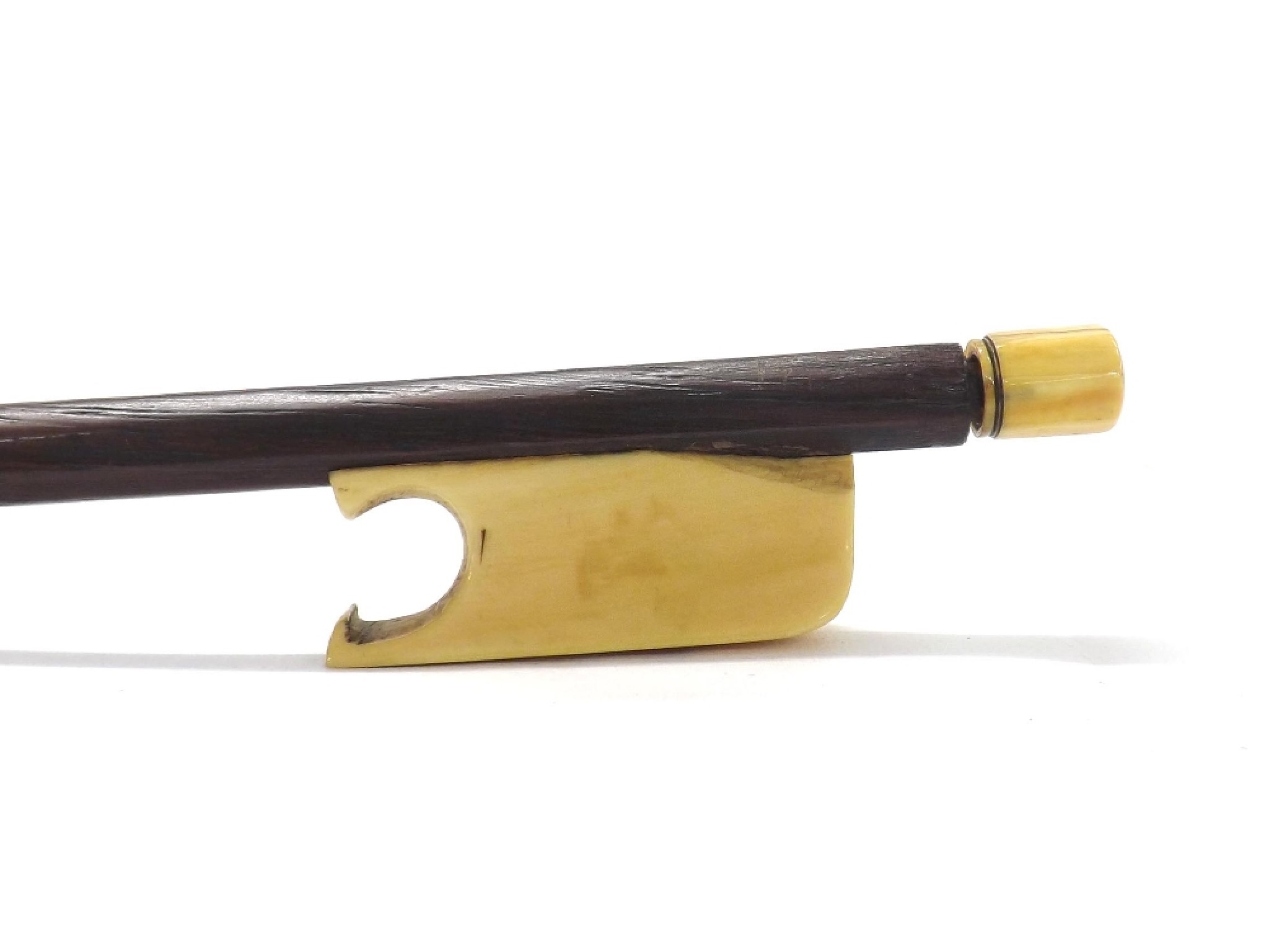 Appraisal: English ivory mounted violin bow circa unstamped the stick round