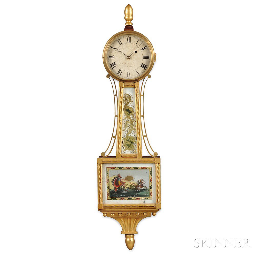 Appraisal: Alfred H Huntington Patent Timepiece or Banjo Clock St Albans