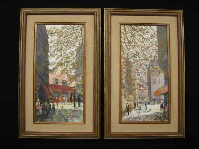 Appraisal: Pair of French Oils Paris Street Scenes signed lower right