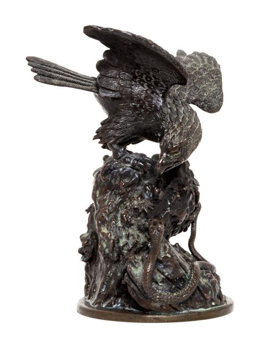 Appraisal: Sale Lot An American Bronze Figural Group depicting an eagle