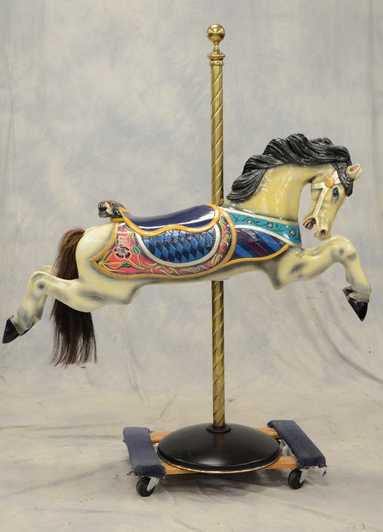 Appraisal: Carved and painted carousel horse by Parker c long on