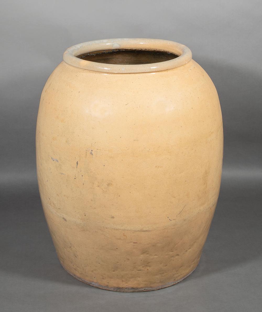 Appraisal: Glazed Pottery Olive Jar exterior in cream glaze rolled rim