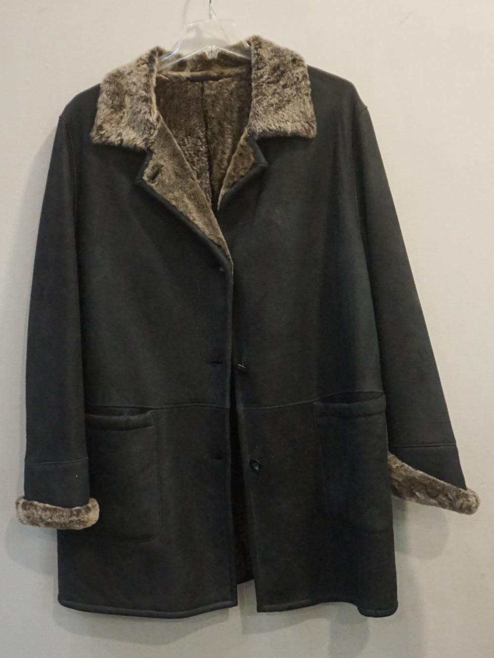 Appraisal: Sergio Cassani Gray Shearling -Length Coat Top of Collar to