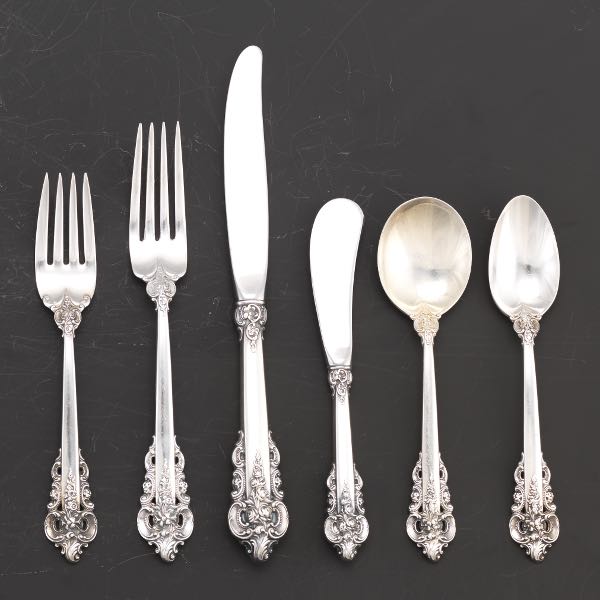 Appraisal: WALLACE FLATWARE SERVICE FOR EIGHT GRAND BAROQUE PATTERN Total pieces