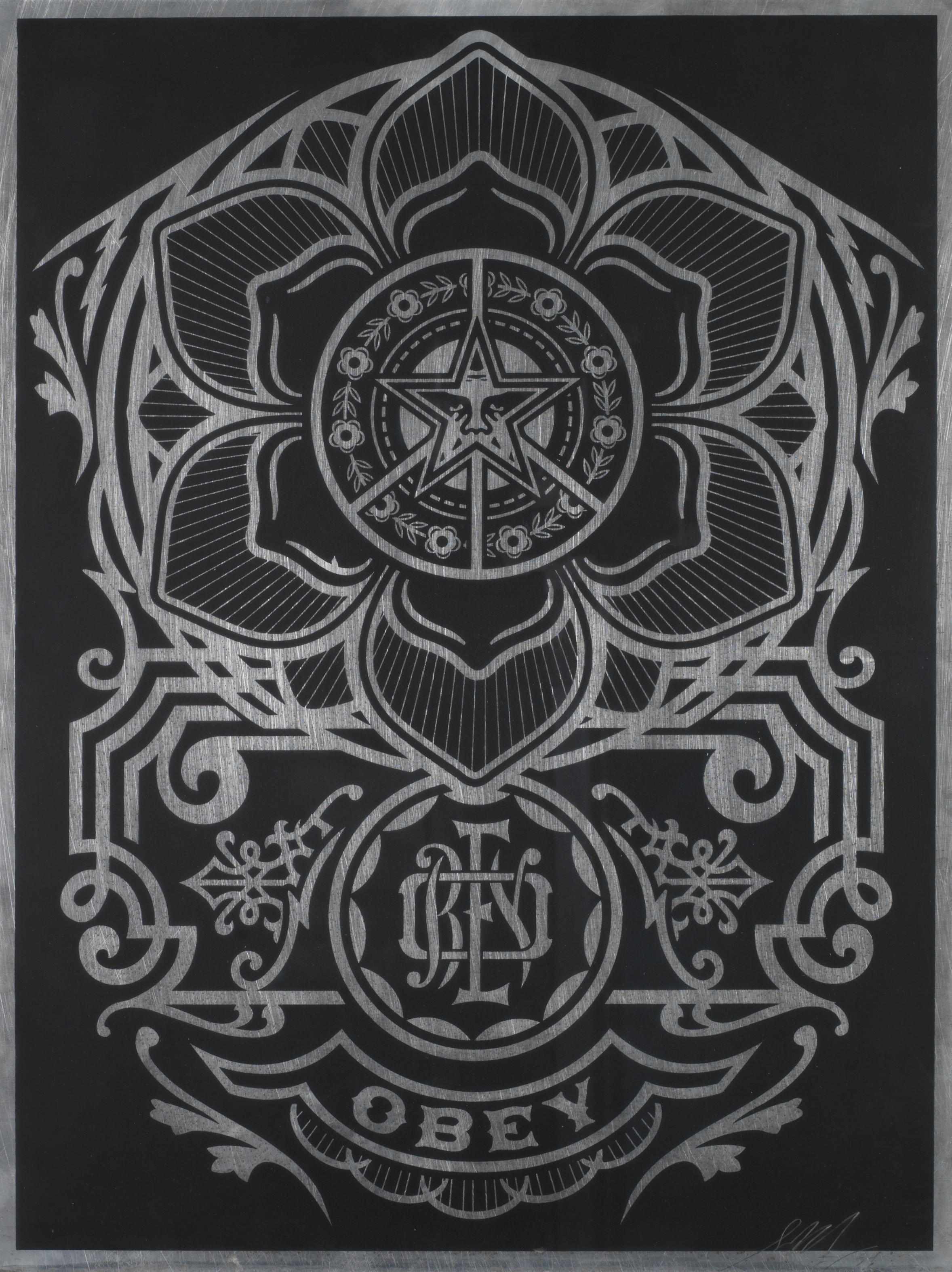 Appraisal: Shepard Fairey American born Lotus signed dated and inscribed APscreenprint