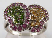 Appraisal: A white metal tests silver multi gem ring size P