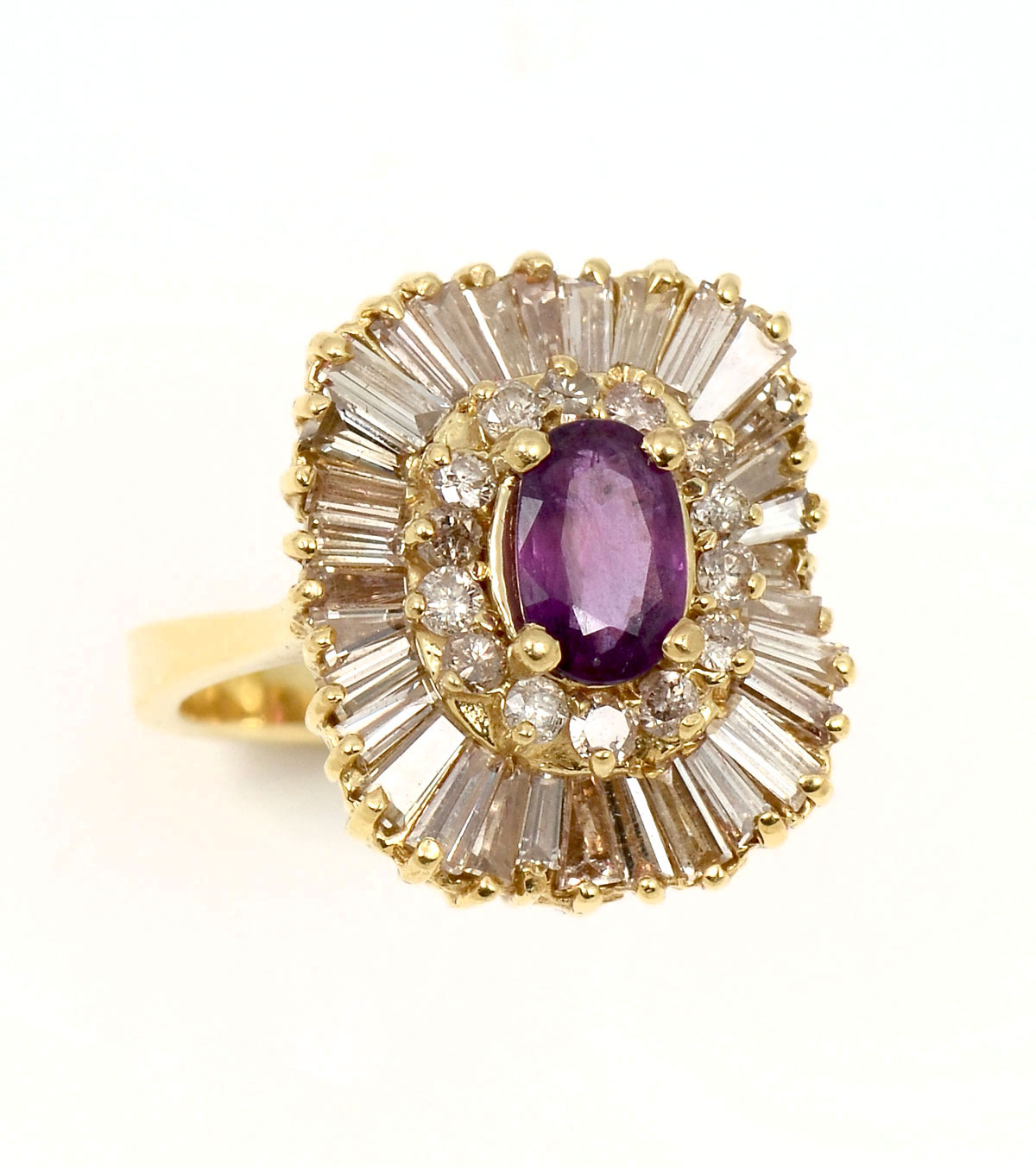 Appraisal: K RUBY DIAMOND RING K yellow gold ruby and diamond