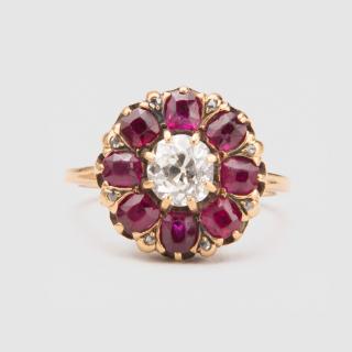 Appraisal: K Yellow Gold Diamond and Ruby Ring K Yellow Gold