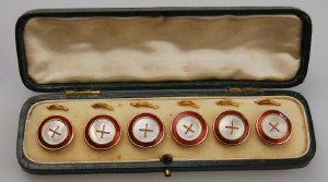 Appraisal: Set of six cased dress buttons having mother of pearl