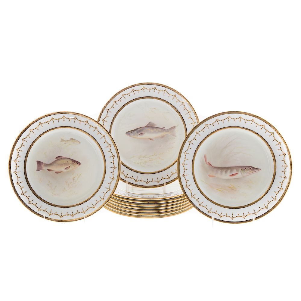 Appraisal: Royal Doulton china fish plates each plate with center painted