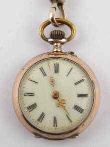 Appraisal: A continental ' ' silver gilt fob watch on a