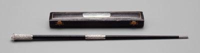 Appraisal: Cased silver-mounted baton wood with English silver mounts with paneled