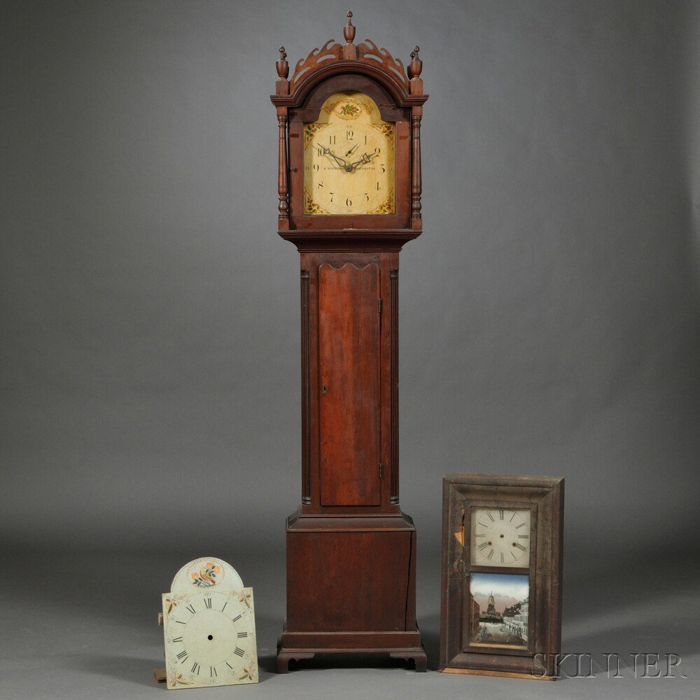 Appraisal: Riley Whiting Cherry Tall Clock Winchester Connecticut fret-top case with