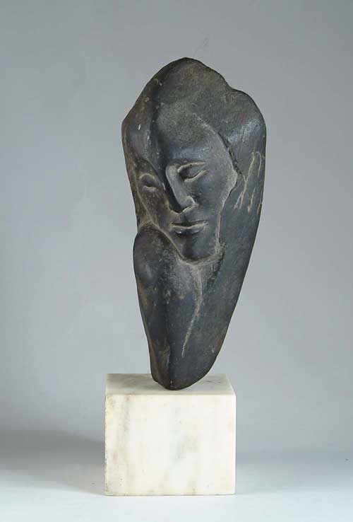 Appraisal: CHARLES GORDON CUTLER American - HEAD SCULPTURE Carved stone bust