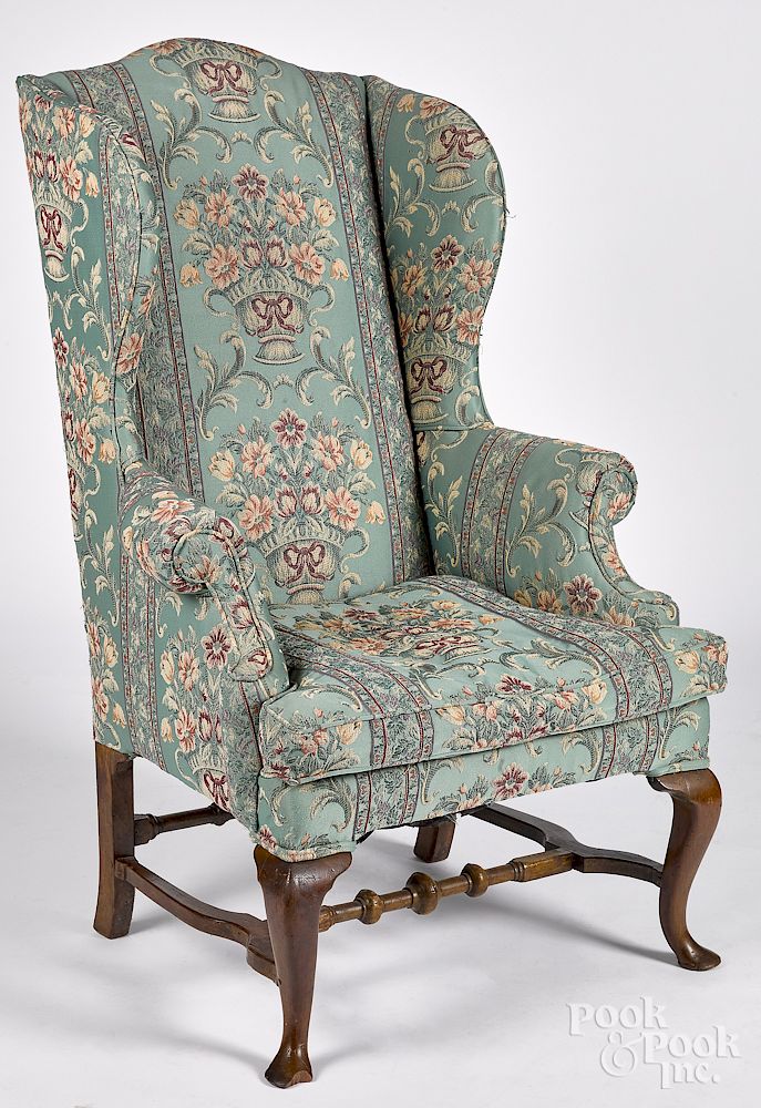 Appraisal: George II mahogany wing chair George II mahogany easy chair