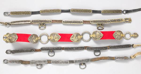 Appraisal: A group of Tibetan horse trappings Consisting of a tailpiece