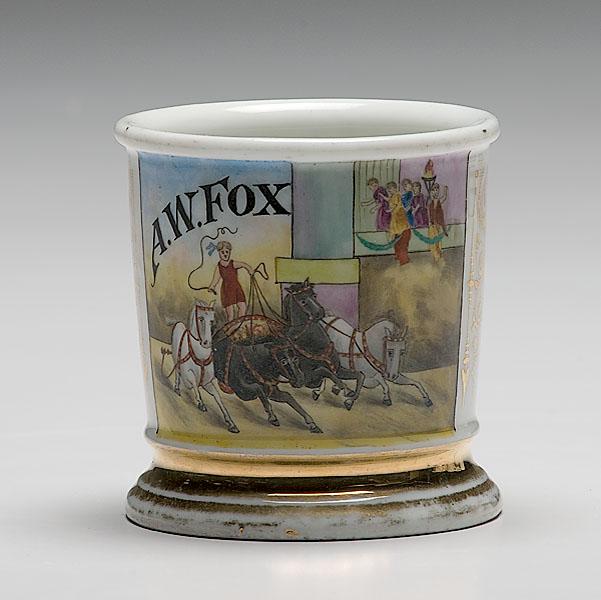 Appraisal: OCCUPATIONAL SHAVING MUG OF THEATER PERSONALITY porcelain with polychrome painted