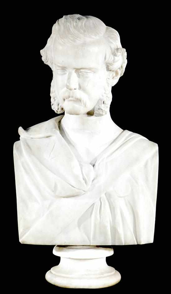 Appraisal: Charles Summers British - BUST OF GENTLEMAN carved marble signed