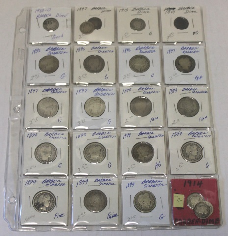 Appraisal: Barber Coin LotIncluding quarters - AG-G and dimes - AG-G