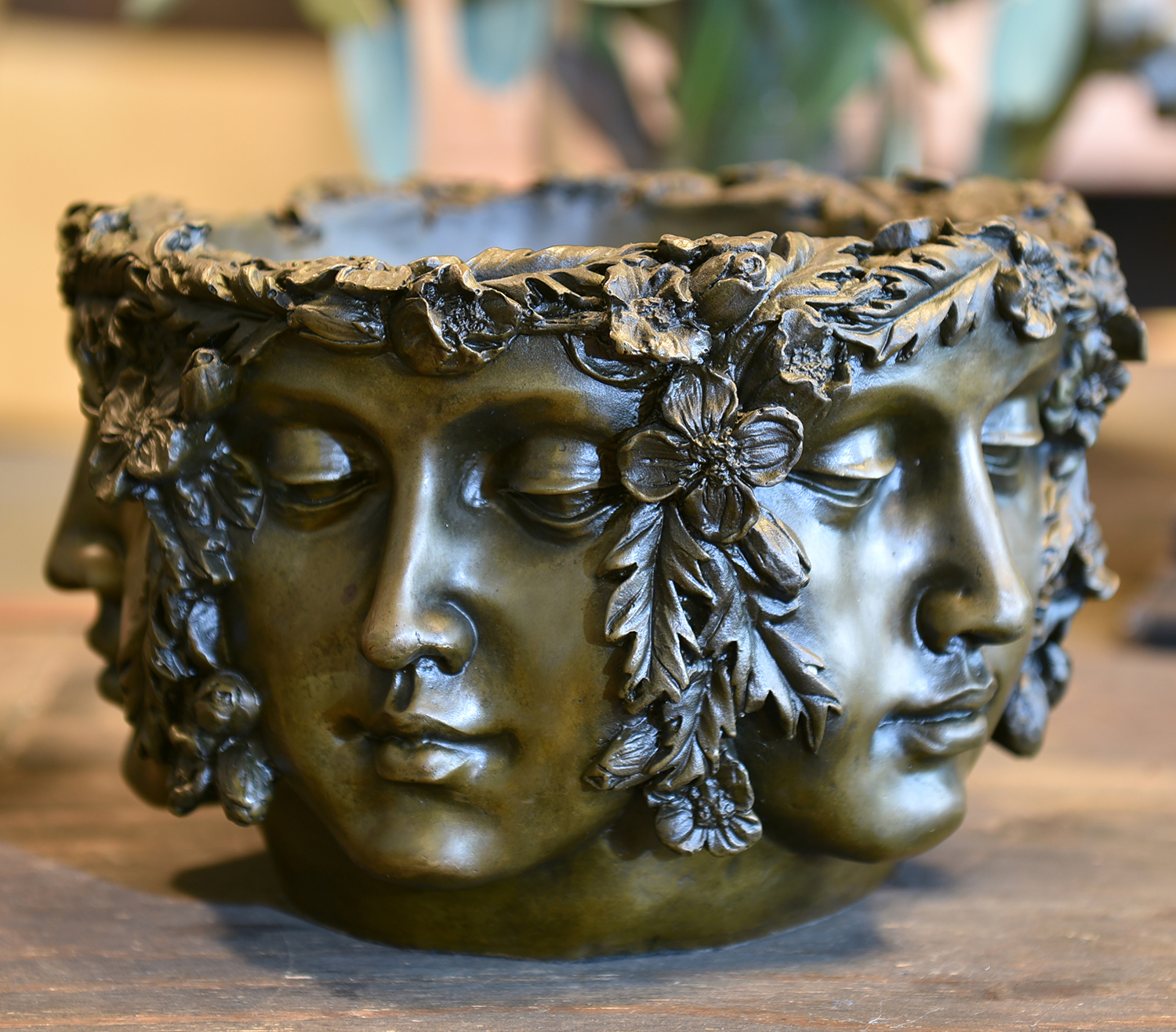 Appraisal: A BRONZE MULTI FACED BOWL SIGNED 'A MOREAU' h x