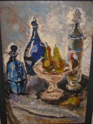 Appraisal: MARGARET SOUTTAR Bottles signed and dated oil on paper inscribed