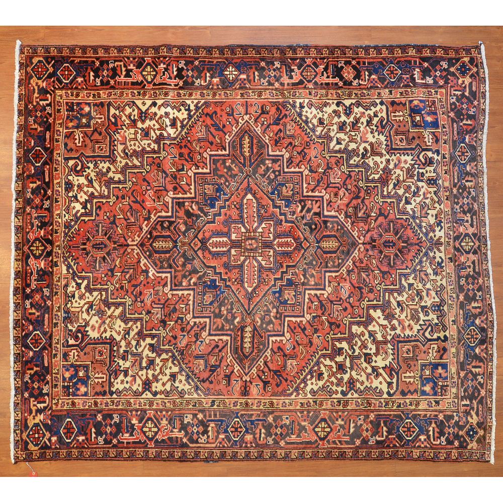 Appraisal: Heriz Rug Persia x Fourth quarter- th century hand-knotted wool