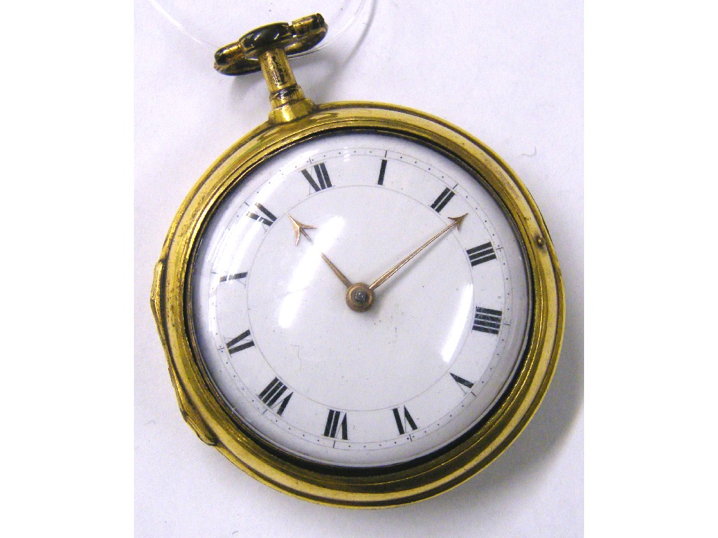 Appraisal: Gilt metal pair cased fusee verge pocket watch the movement