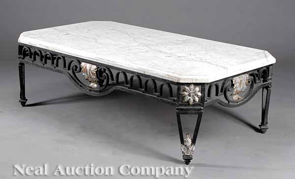 Appraisal: A Wrought Iron and Patinated Metal Low Table the thick