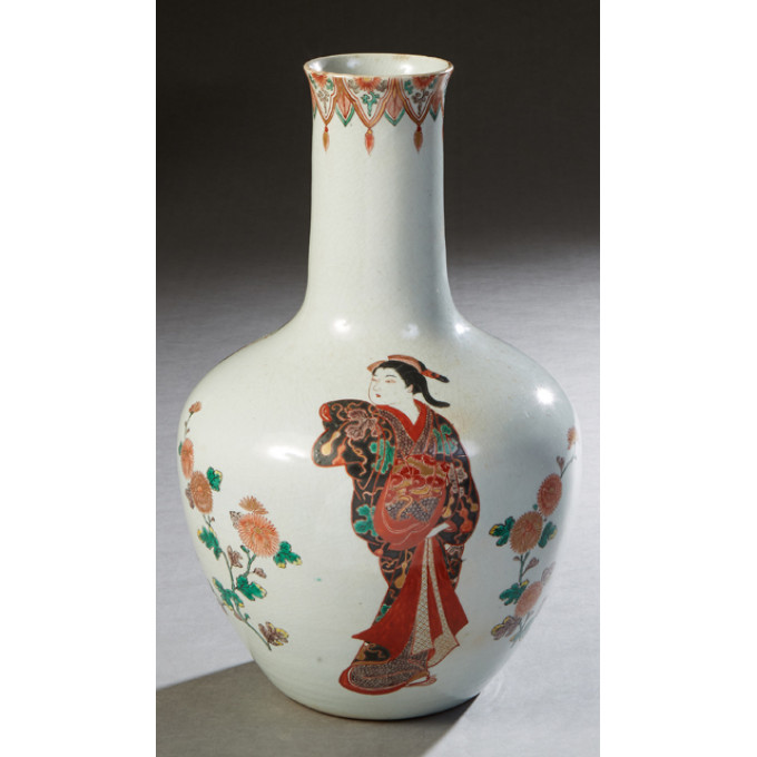 Appraisal: Large Japanese Baluster Porcelain Vase th c with figural geisha