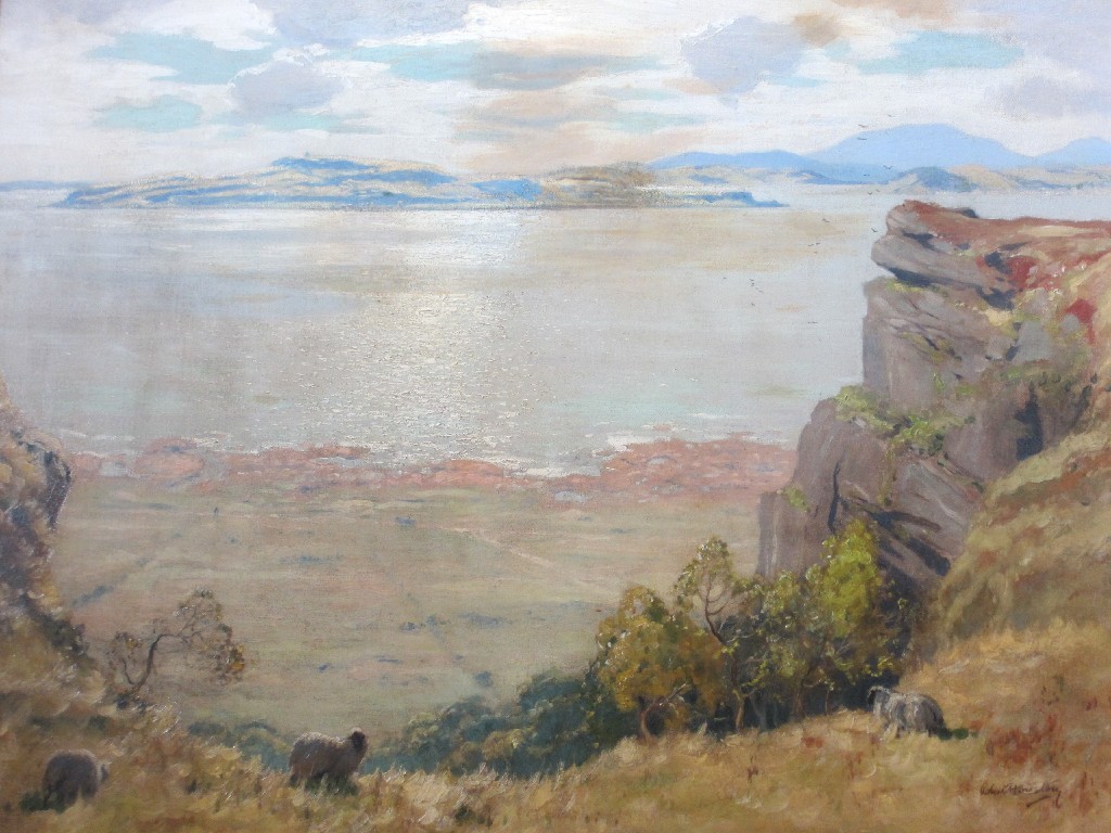 Appraisal: ROBERT HOUSTON - MILLPORT LOOKING TO ARRAN Oil on canvas