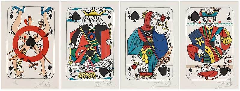 Appraisal: Salvador Dali Spanish Spades Jack Queen King and Ace F