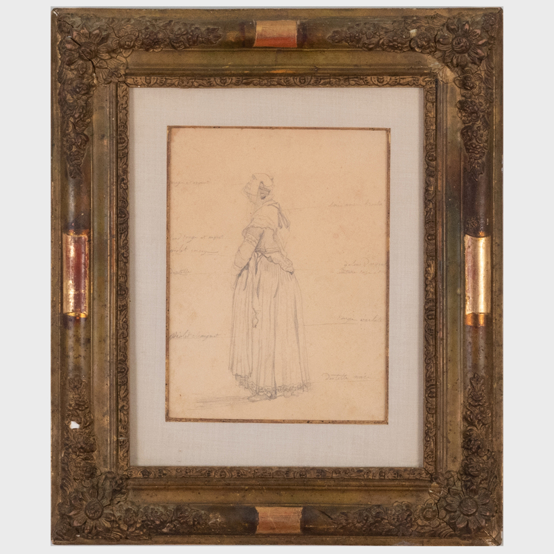 Appraisal: Camille Corot - Femme debut vue de profil Pencil on