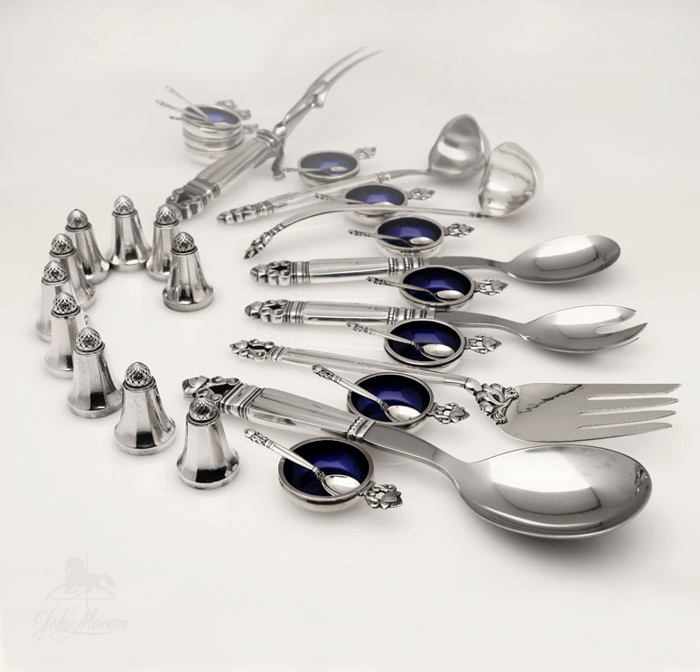 Appraisal: A Georg Jensen sterling 'Acorn' flatware service A Georg Jensen