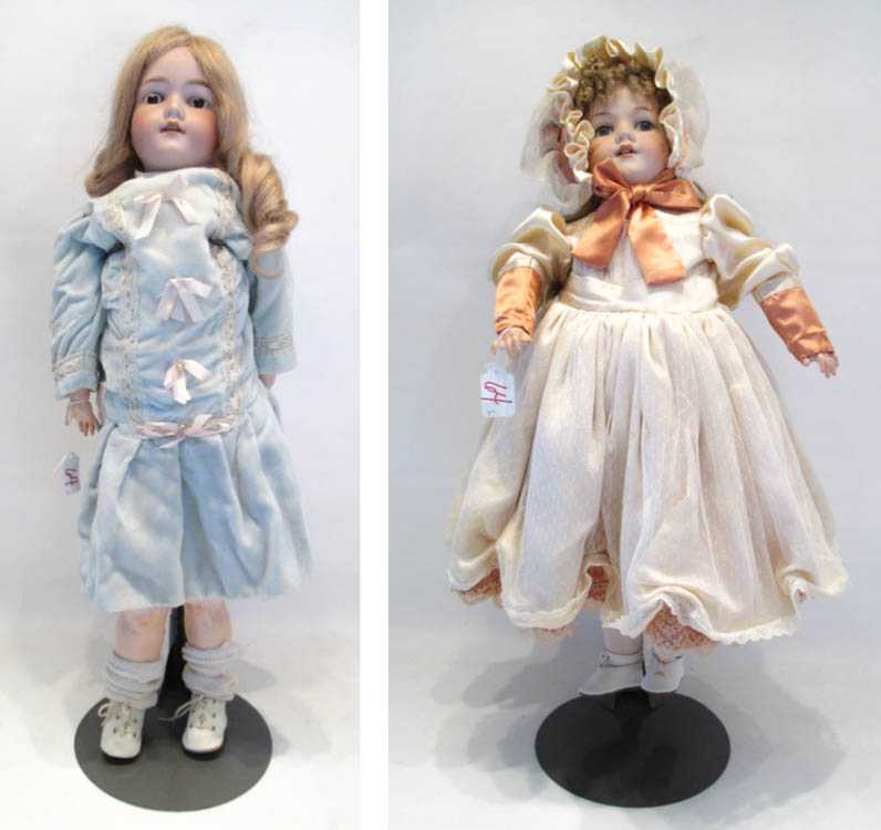 Appraisal: TWO ARMAND MARSEILLES BISQUE SOCKET HEAD GIRL DOLLS both having