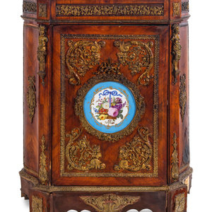 Appraisal: A Napoleon III Style Gilt Bronze and Porcelain Mounted Cabinet