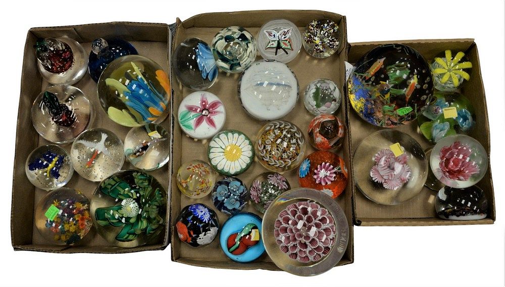 Appraisal: Three Box Lots of Glass Paperweights to include three oversized