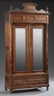 Appraisal: French Carved Walnut Double Door Armoire c the stepped crown