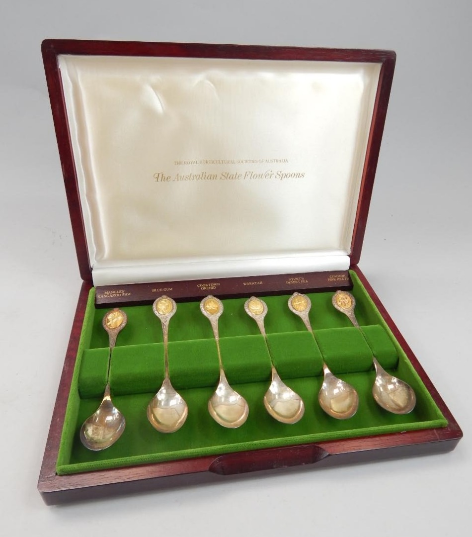 Appraisal: The Australian State silver flower spoons a six piece set