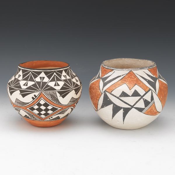 Appraisal: Two Pueblo Pottery Earthenware Pots One signed M T Ortiz