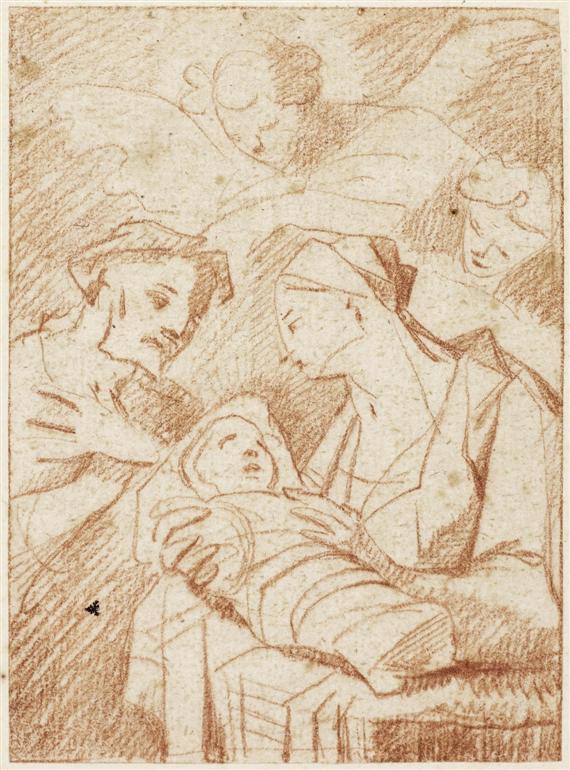 Appraisal: ITALIAN SCHOOL TH CENTURY The Holy Family Red chalk drawing