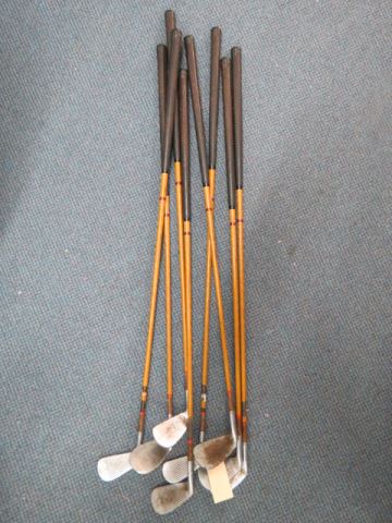 Appraisal: Lot of Old Faux Wood Shaft Golf Clubs Spaulding Bobby