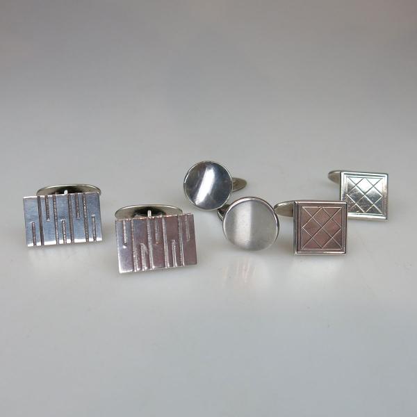 Appraisal: Pairs Of Aarne Krogh Eftf Danish Sterling Silver Cufflinks with